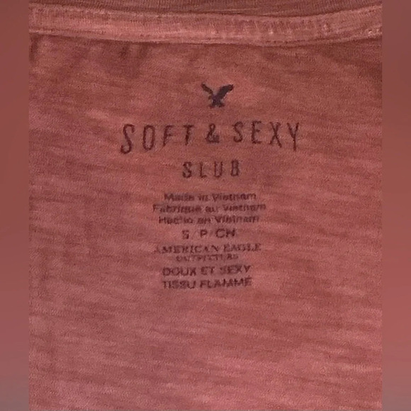 American Eagle Soft & Sexy Slub Short Sleeve Ombre T-Shirt - Picture 8 of 9